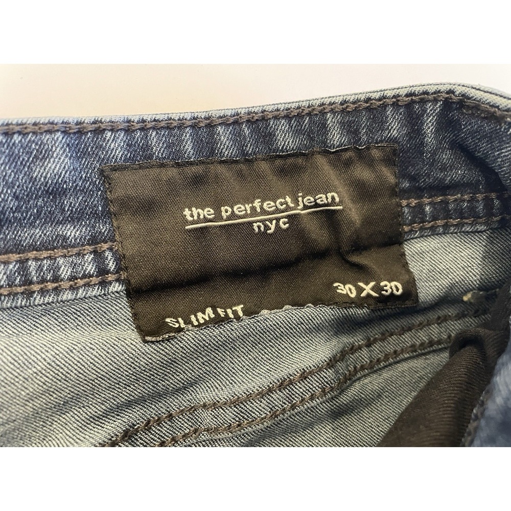 The Perfect Jean NYC Jeans Mens 30x30(28.5"L) Blue Slim Fit Stretch Denim - Picture 4 of 8
